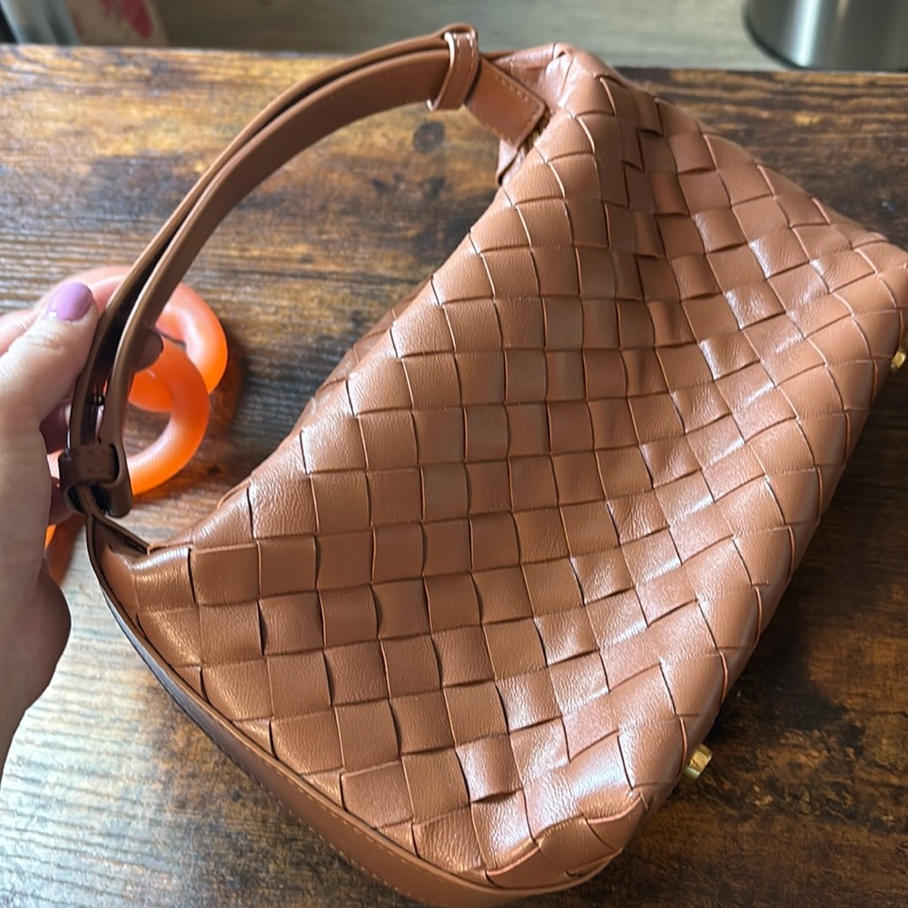 Pure leather lunch box style box , handle bag or underarm bag